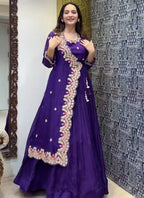 Vegaa Fashion Violet Georgette Embroidered Designer Gown | Grocsy