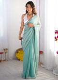 Vegaa Fashion Sky Blue Organza With Lace Work Designer Saree | Grocsy