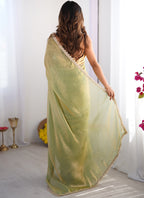 Vegaa Fashion Sea Green Organza With Lace Work Designer Saree | Grocsy