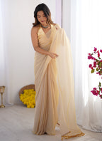Vegaa Fashion Cream Organza With Lace Work Designer Saree | Grocsy