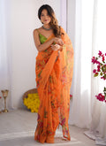 Vegaa Fashion Yellow Organza With Lace Work Designer Saree | Grocsy