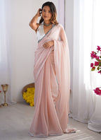 Vegaa Fashion Off White Organza With Lace Work Designer Saree | Grocsy