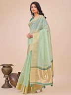 Shree Shyam Fashion Florance Olive Green Organza Saree | Grocsy
