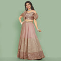 Jyoti Fashion Dusty Rose Pink Dori with Zari Thread Sequence Embroidery Cotton Silk Lehenga Choli with Dupatta | Grocsy