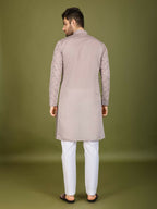Vastranavya Ivory Exclusive Festival Wear Viscose Silk Thread with Sequence Embroidered Work Kurta with Dupatta | Grocsy