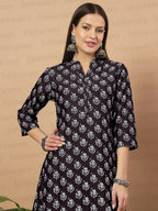 Vamika Poly Rayon Printed Wine Red Party Wear/Casual Wear/Office Wear Kurta Set/Suit | Grocsy