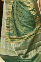 Joban Fashion Green Saree Tissue Digital With Embroidery | Grocsy