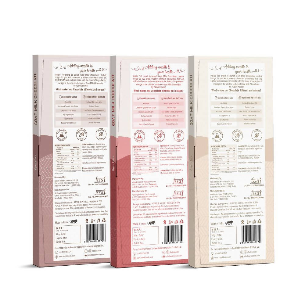 Aadvik Goat Milk Chocolate - Assorted | Grocsy