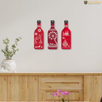 Artvibes Tribal Warli Art Decor Bottle shaped Wooden Wall Hanging | Grocsy