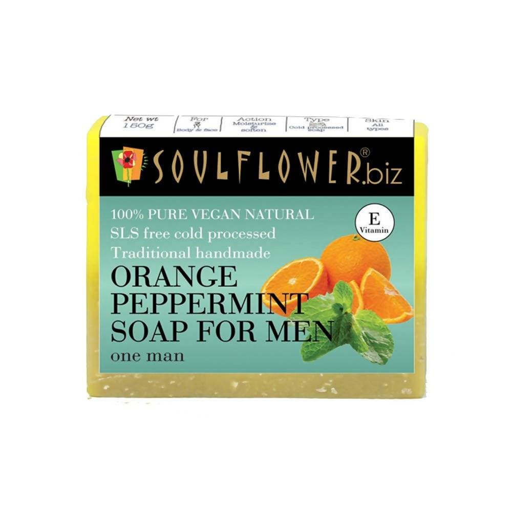 Soulflower Orange Peppermint Handmade Soap For Men | Grocsy