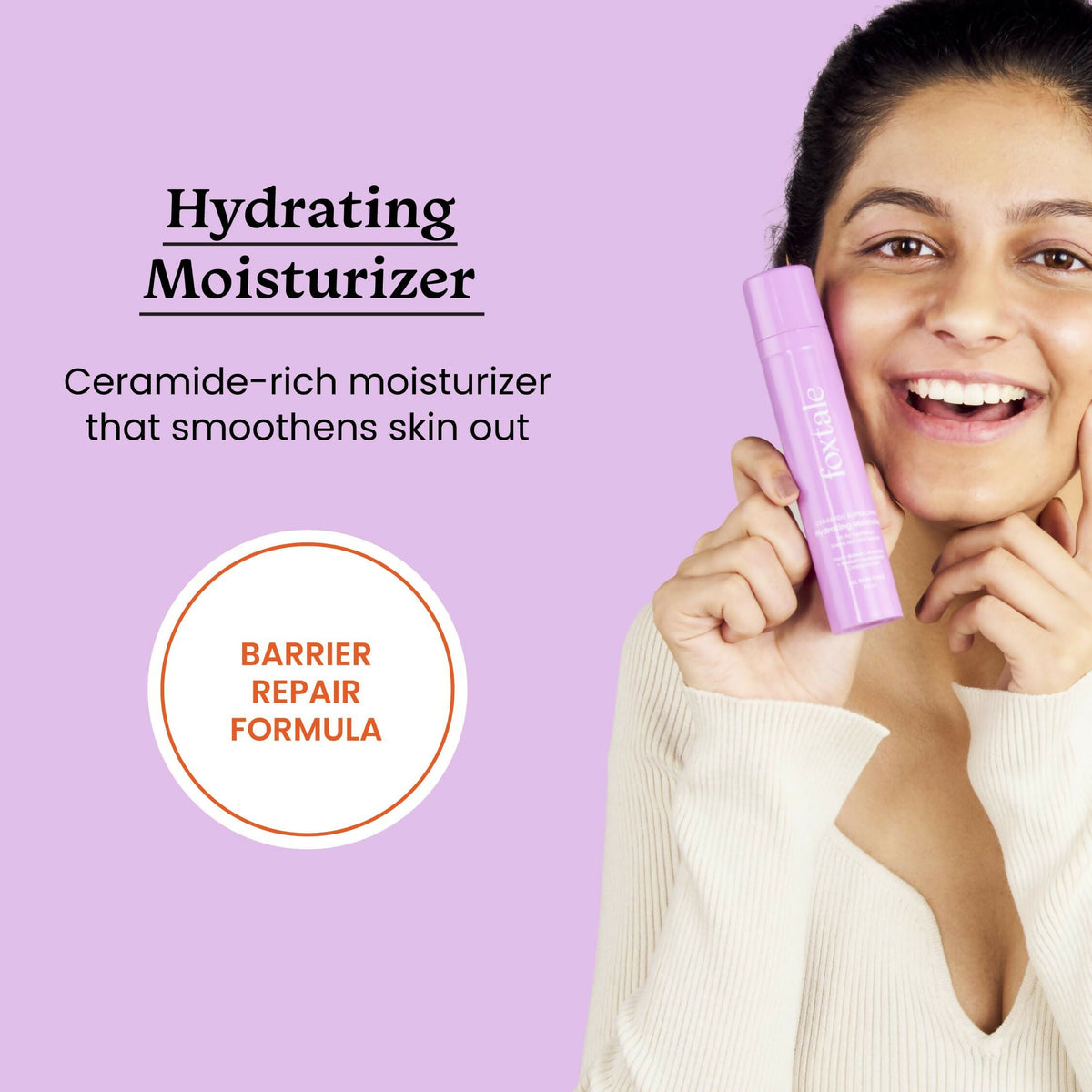 Foxtale Hydrating Ceramide Moisturizer With Hyaluronic Acid - Repairs Skin Barrier and Texture | Grocsy