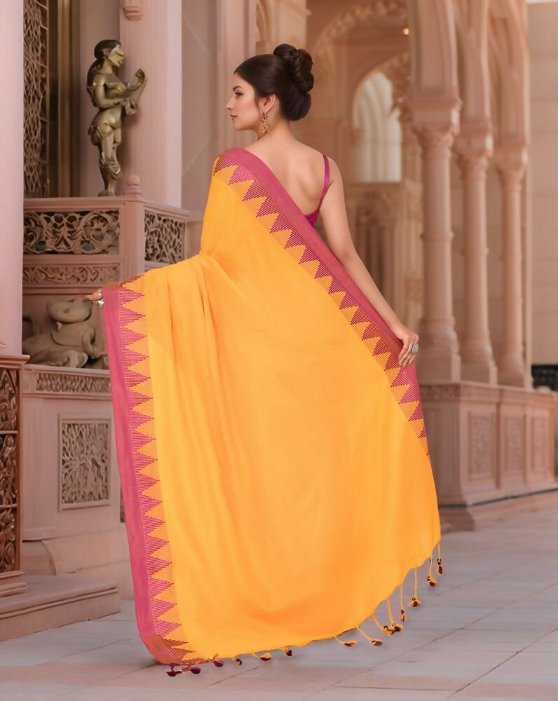 Joban Fashion Women Orange & Pink Trendy Cotton Saree | Grocsy