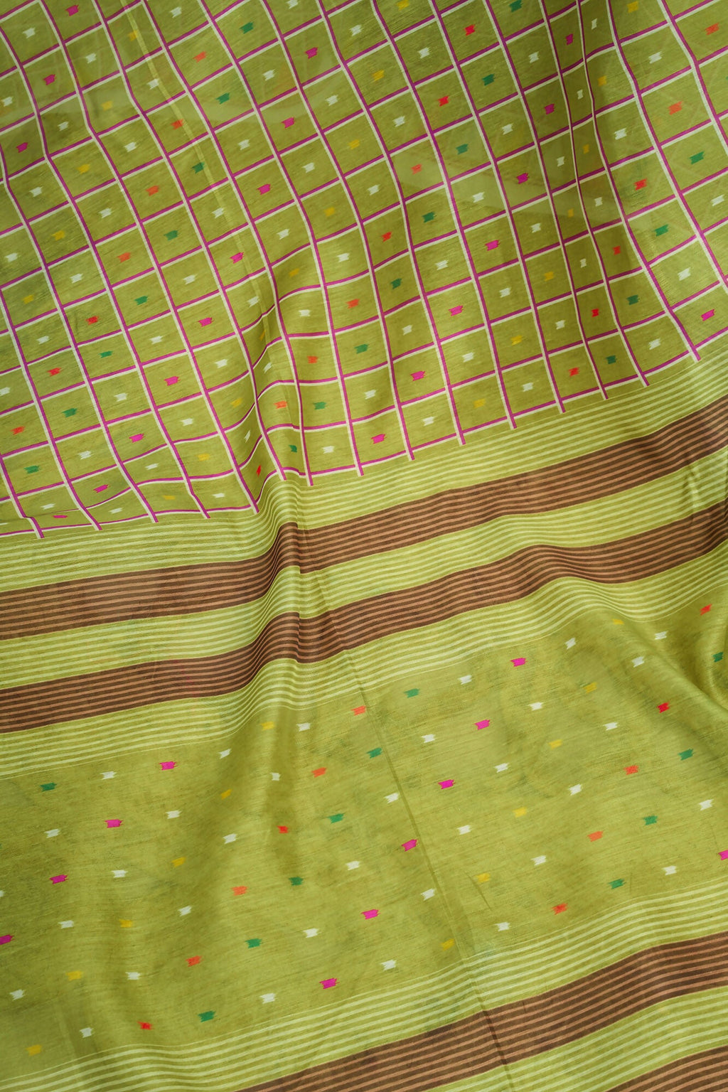 Vastranavya Mehendi Digital Printed Linen Ready To Wear Designer Saree with Unstitched Blouse | Grocsy