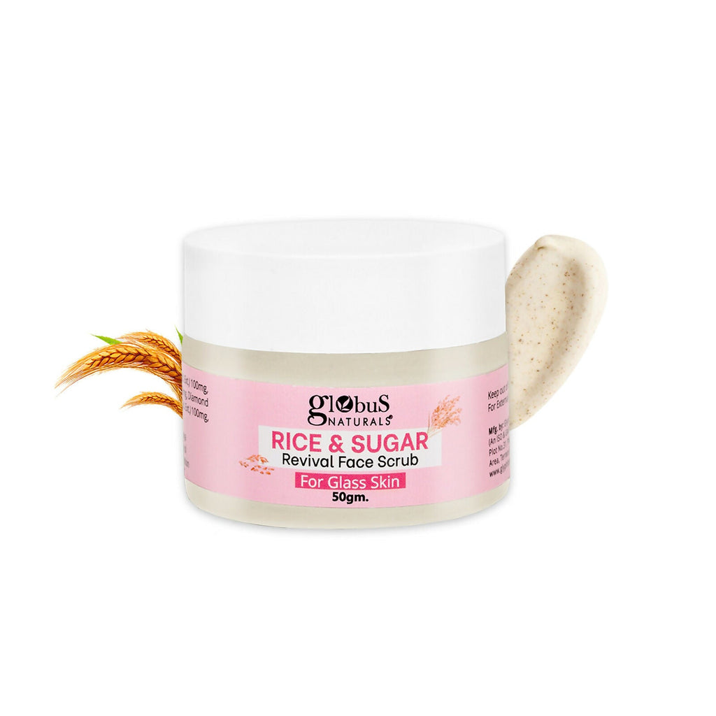 Globus Naturals Rice & Sugar Revival Face Scrub, For Korean Glass Skin | Grocsy