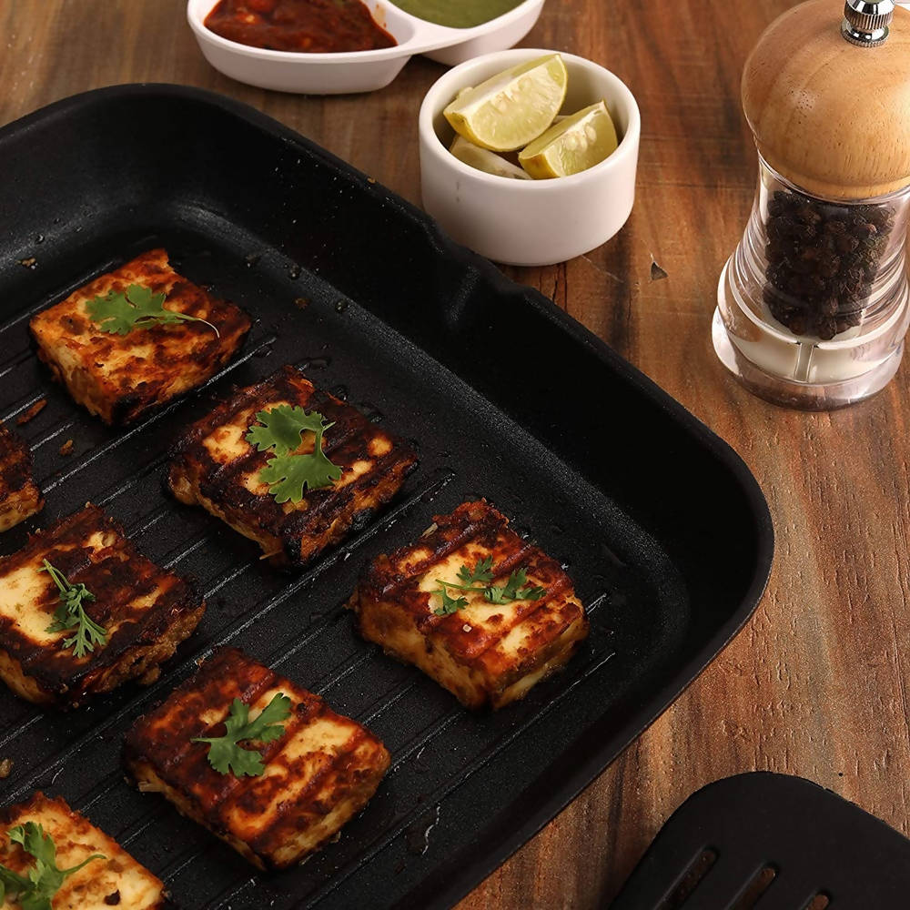 Cello Aluminium Non Stick Grill Pan Square Black | Grocsy