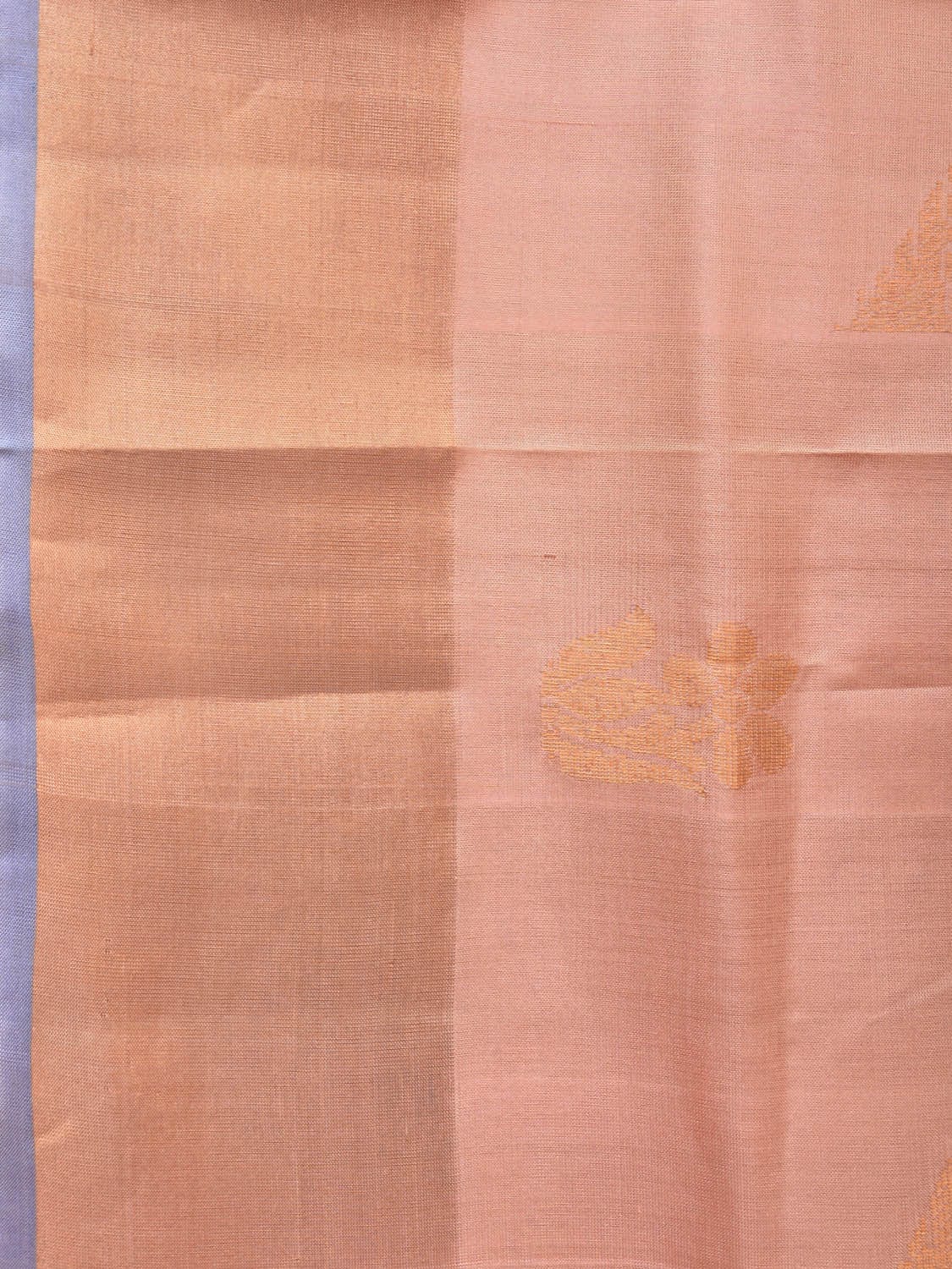 Peach and Light Blue Uppada Silk Handloom Saree with Body Buta Design - Global Threads | Grocsy