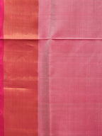 Peach and Pink Uppada Silk Handloom Plain Saree with Contrast Pallu Design - Global Threads | Grocsy