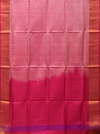 Peach and Pink Uppada Silk Handloom Plain Saree with Contrast Pallu Design - Global Threads | Grocsy