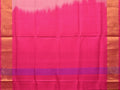 Peach and Pink Uppada Silk Handloom Plain Saree with Contrast Pallu Design - Global Threads | Grocsy