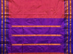Peach and Purple Narayanpet Silk Saree with Checks Design No Blouse - Global Threads | Grocsy