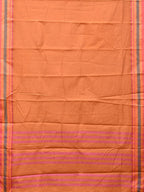 Peach Bamboo Cotton Plain Saree with Border Design No Blouse - Global Threads | Grocsy