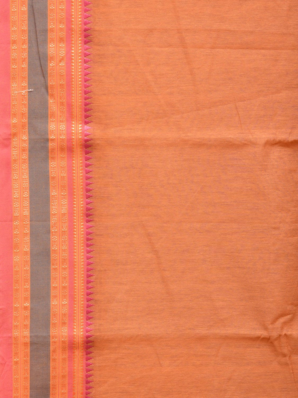 Peach Bamboo Cotton Plain Saree with Border Design No Blouse - Global Threads | Grocsy