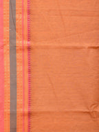 Peach Bamboo Cotton Plain Saree with Border Design No Blouse - Global Threads | Grocsy
