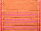 Peach Bamboo Cotton Plain Saree with Border Design No Blouse - Global Threads | Grocsy