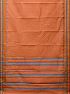 Peach Bamboo Cotton Saree with Checks Design No Blouse - Global Threads | Grocsy
