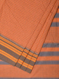 Peach Bamboo Cotton Saree with Checks Design No Blouse - Global Threads | Grocsy