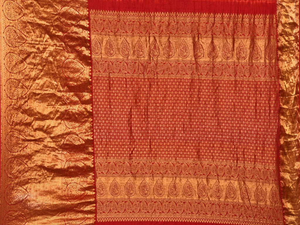 Peach Bandhani Kanchipuram Silk Handloom Saree with Pallu and Border Design - Global Threads | Grocsy