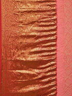 Peach Bandhani Kanchipuram Silk Handloom Saree with Pallu and Border Design - Global Threads | Grocsy