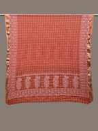 Peach Bandhani Silk Handloom Dupatta with Mango and Border Design - Global Threads | Grocsy