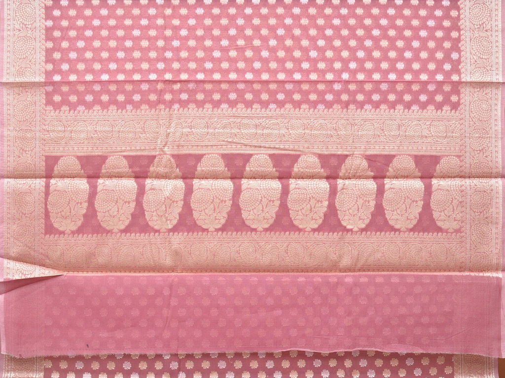 Peach Cut Work Cotton Silk Saree with All Over Banaras Design - Global Threads | Grocsy
