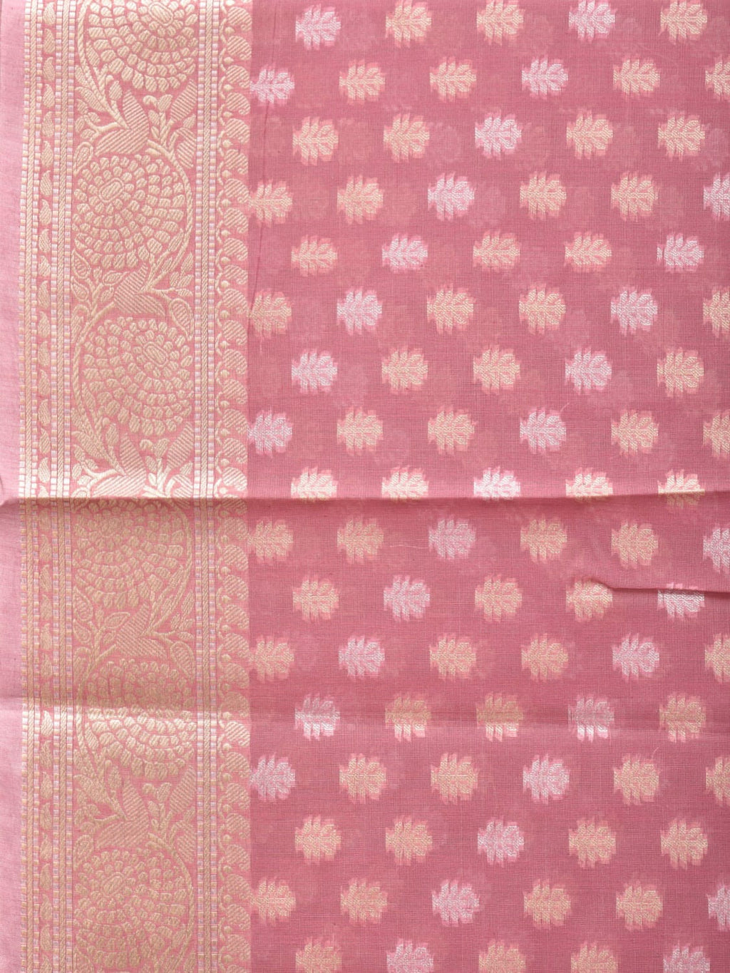 Peach Cut Work Cotton Silk Saree with All Over Banaras Design - Global Threads | Grocsy