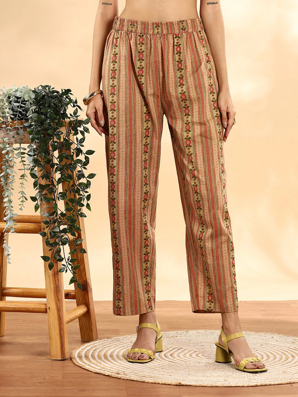 Yufta Peach Floral Print Sequins Work Anarkali Kurta And Trouser With Dupatta Set | Grocsy