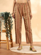 Yufta Peach Floral Print Sequins Work Anarkali Kurta And Trouser With Dupatta Set | Grocsy