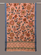 Peach Kalamkari Hand Painted Cotton Handloom Dupatta with Floral Design - Global Threads | Grocsy