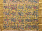 Peach Kalamkari Hand Painted Kanchipuram Silk Handloom Saree with Ramayana Design - Global Threads | Grocsy