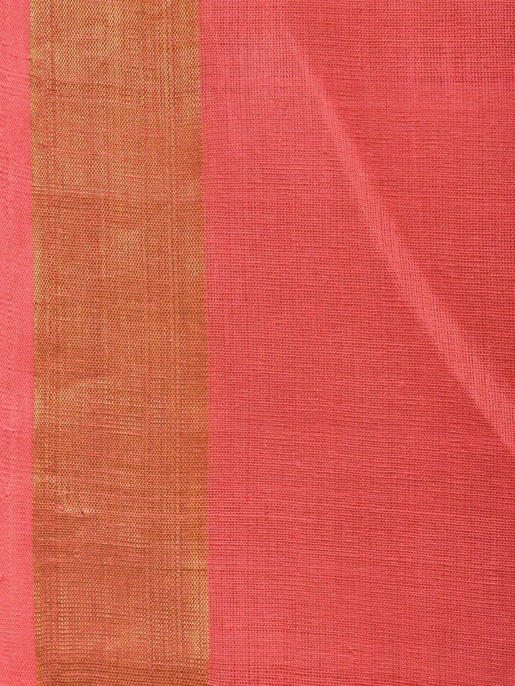 Peach Khadi Cotton Handloom Saree with Big Floral Pallu Design - Global Threads | Grocsy