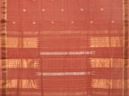 Peach Khadi Cotton Handloom Saree with Buta and Dobi Border Design - Global Threads | Grocsy