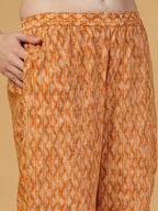 Yufta Peach Pure Cotton Kurta Dupatta Pant Set | Grocsy