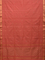 Peach Uppada Cotton Handloom Saree with Jamdani Pallu Design No Blouse - Global Threads | Grocsy