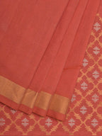Peach Uppada Cotton Handloom Saree with Jamdani Pallu Design No Blouse - Global Threads | Grocsy