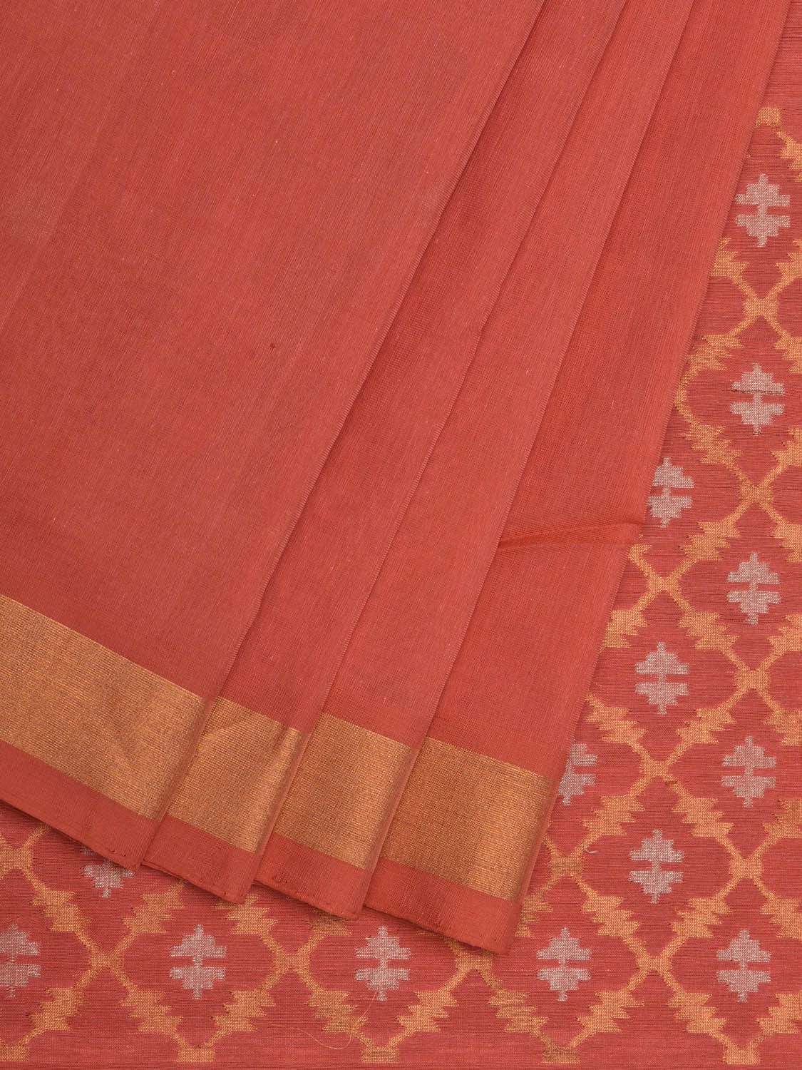 Peach Uppada Cotton Handloom Saree with Jamdani Pallu Design No Blouse - Global Threads | Grocsy