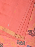 Peach Uppada Silk Handloom Saree with Birds and Floral Pallu Design - Global Threads | Grocsy