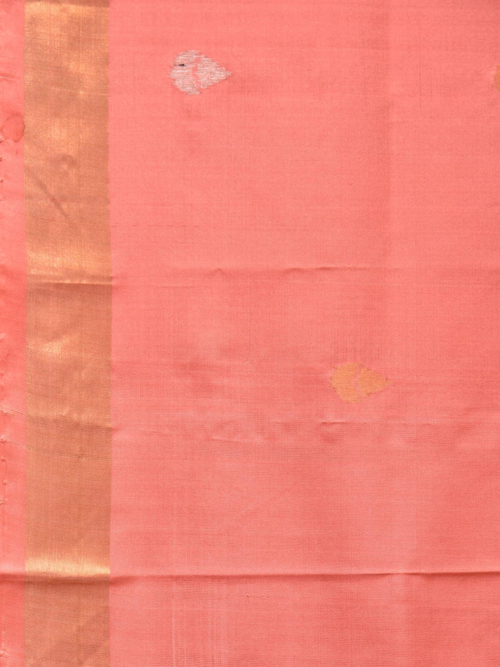 Peach Uppada Silk Handloom Saree with Birds and Floral Pallu Design - Global Threads | Grocsy