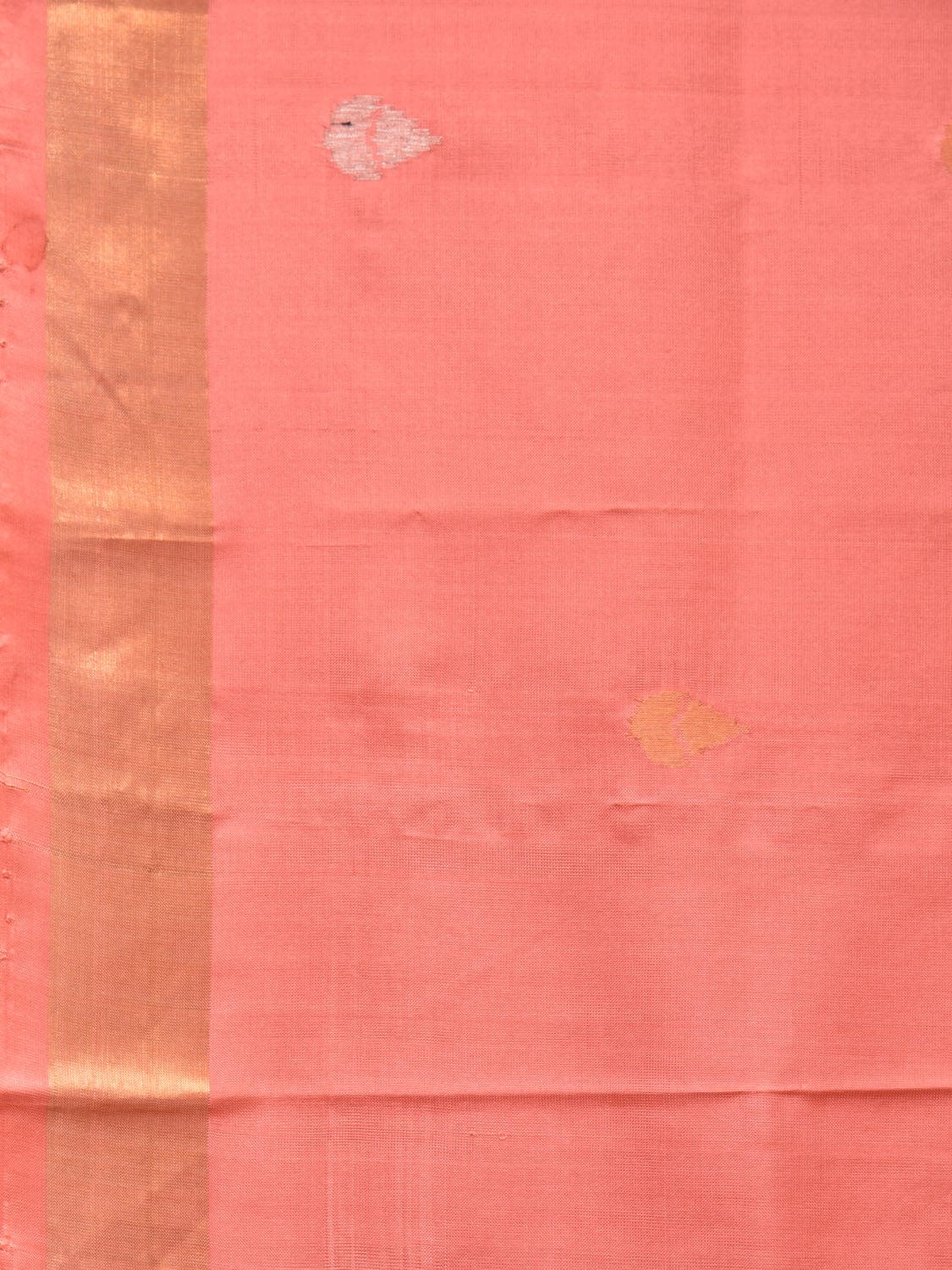 Peach Uppada Silk Handloom Saree with Birds and Floral Pallu Design - Global Threads | Grocsy