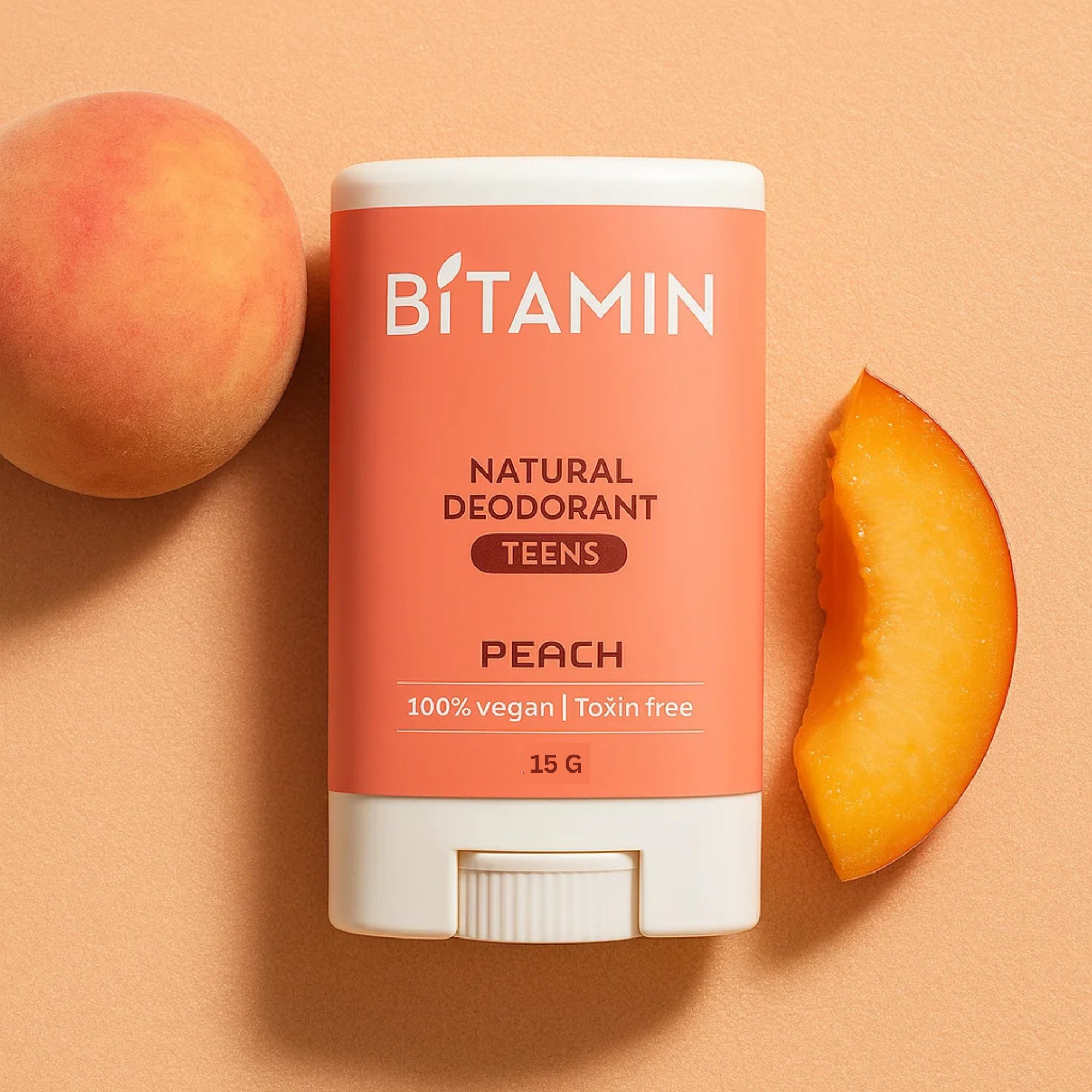 Bitamin Peach Teens Natural Deodorant Roll On Stick | Grocsy