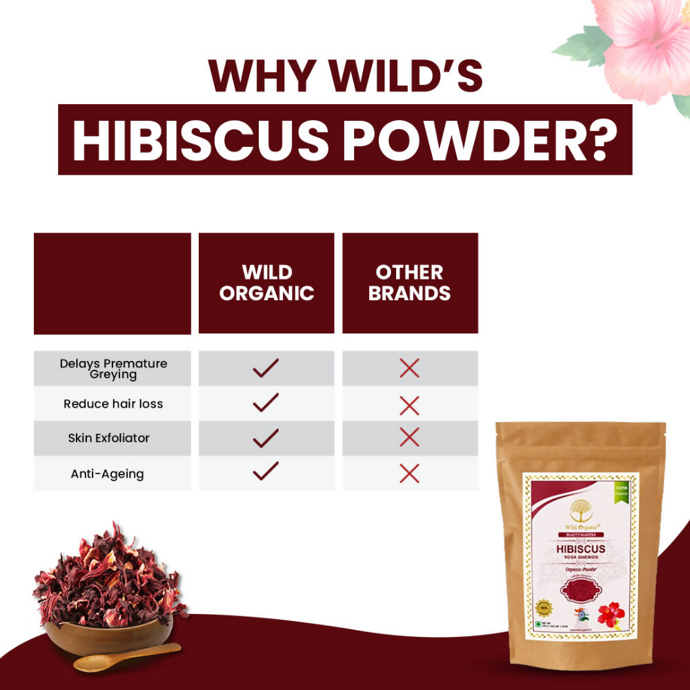 Wild Organic Hibiscus Flower Powder For Skin And Hair Care | Grocsy